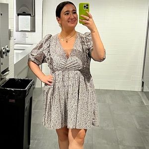 H&M Brown and Yellow Floral Mini Dress